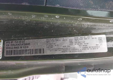 2020 Jeep Wrangler Unlimited Sport 4X4 from USA, damaged, VIN 1C4HJXDN7LW334543